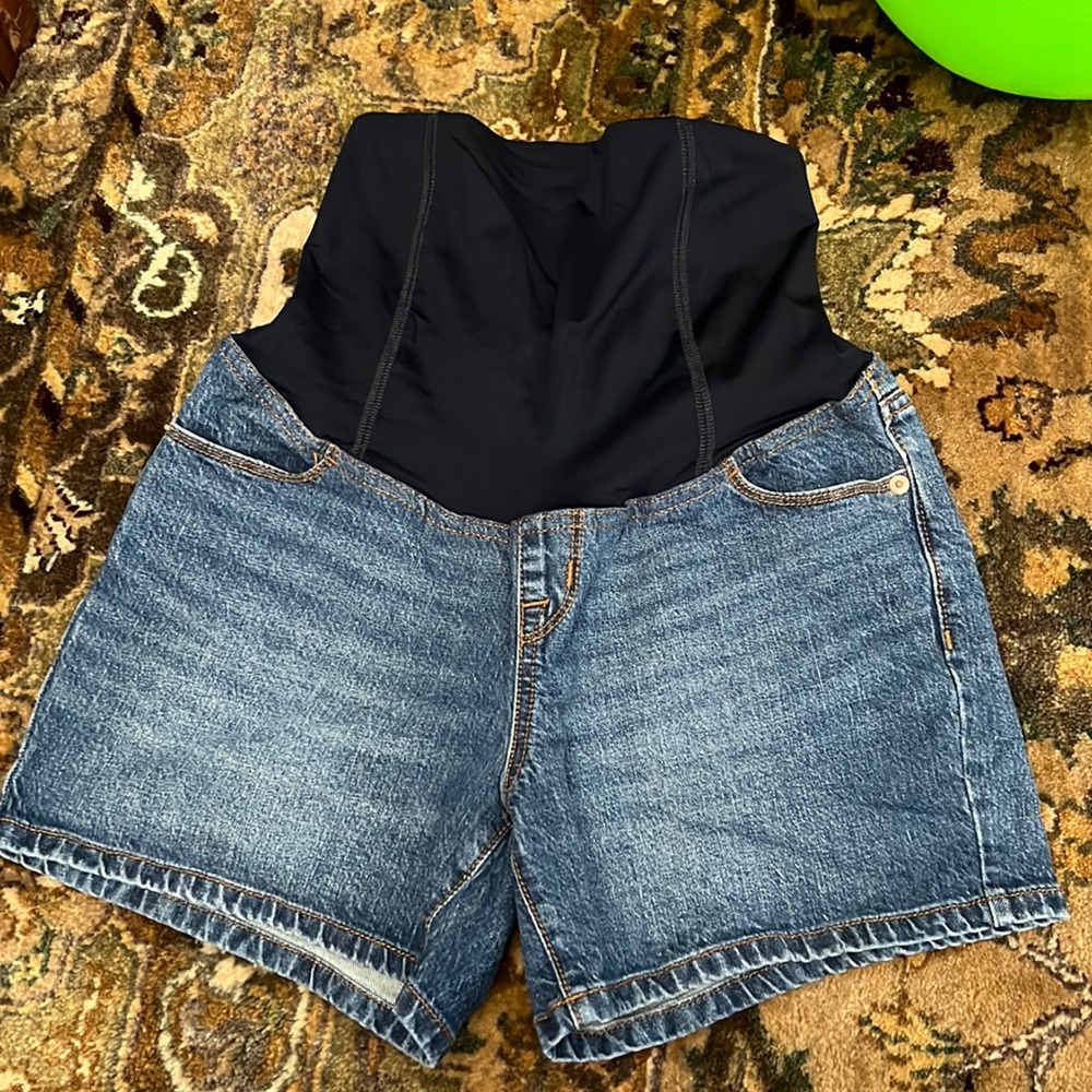 Maternity Over The Belly Denim Shorts